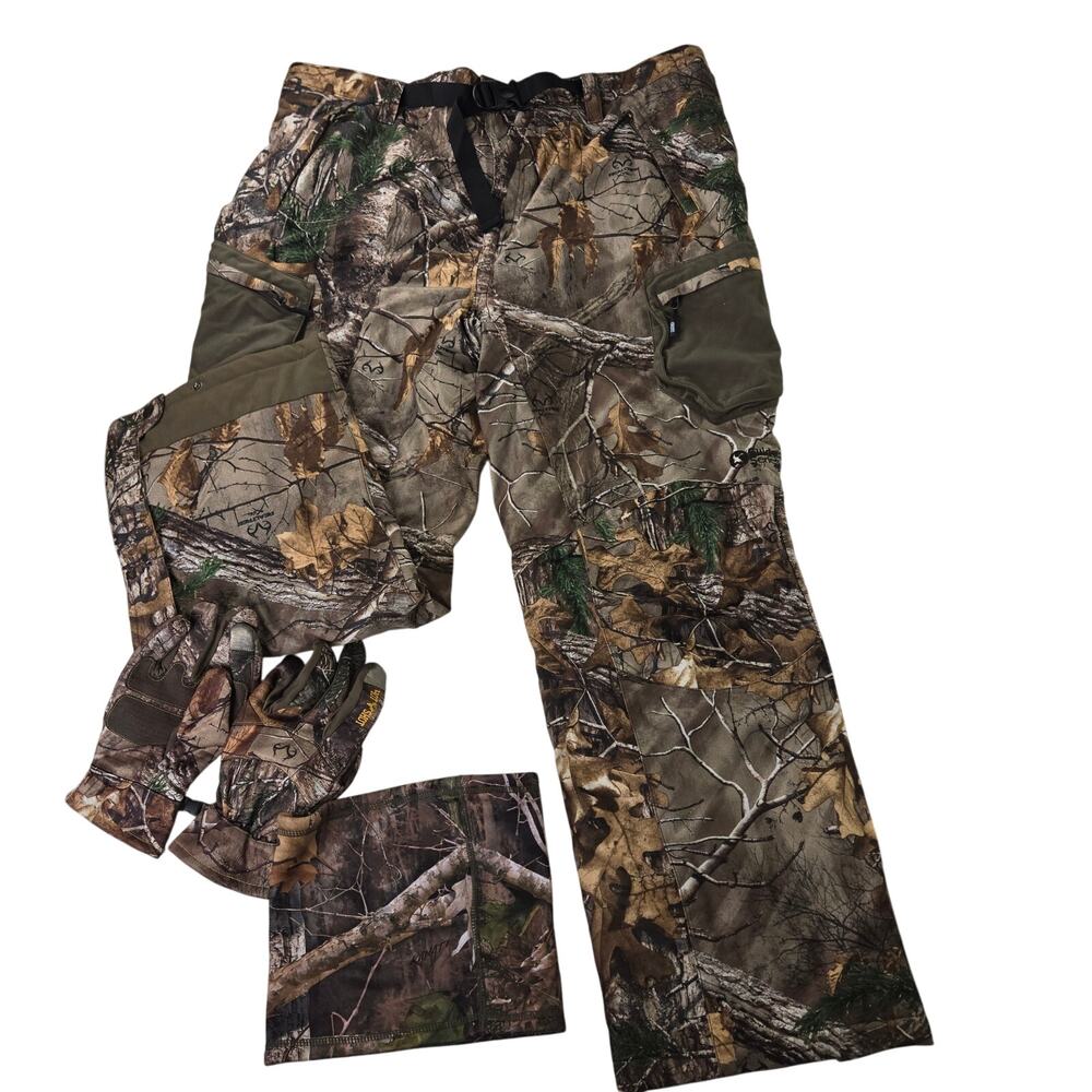 Gander Mountain EUC Guide Series Real Tree Xtra hunting pants gloves gaiter XL